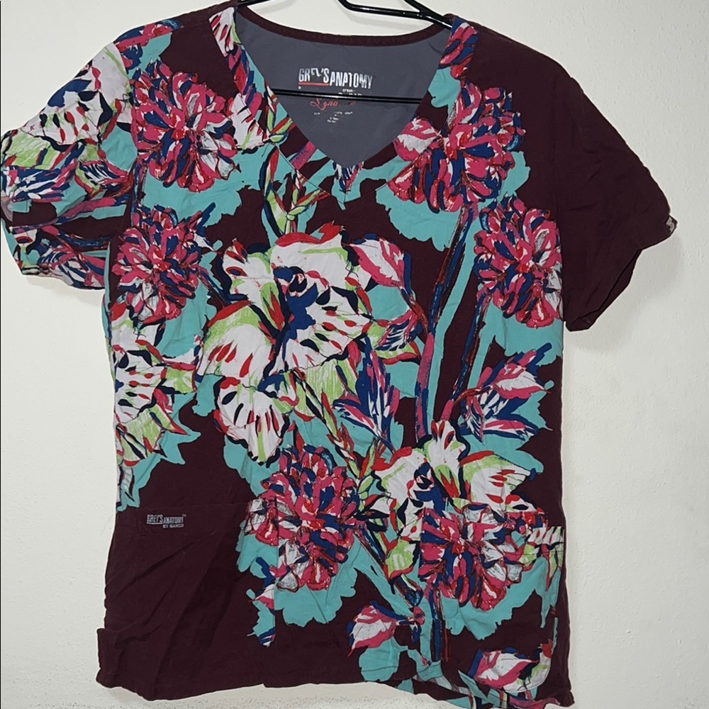 Grey's Anatomy floral print scrub top